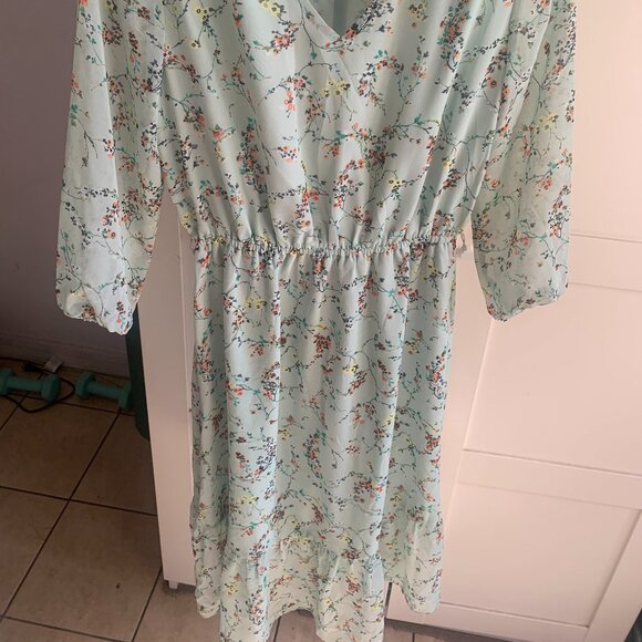 LOFT  Mint Green Floral Dress - Picture 1 of 3